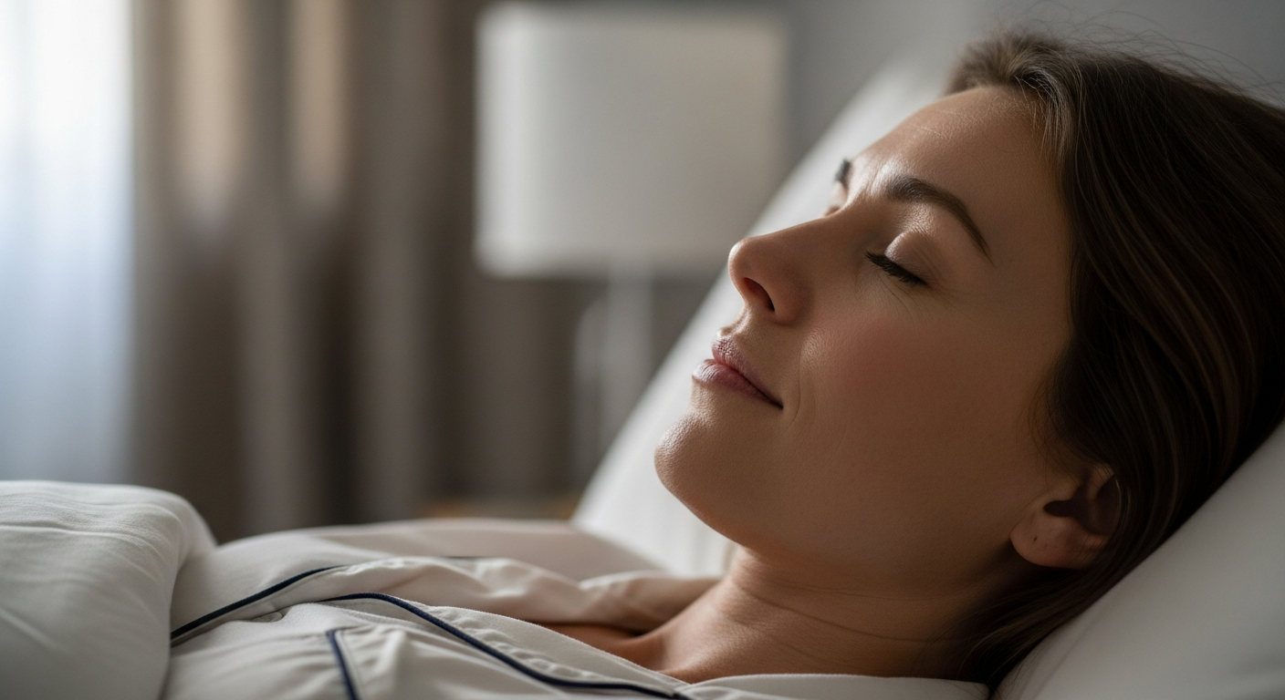 Woman sleeping peacefully in her bed