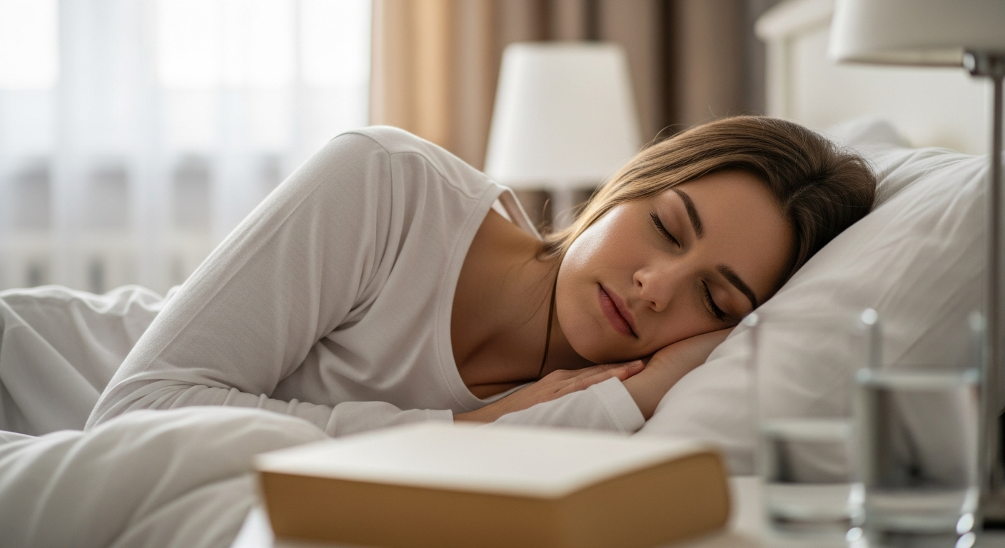 A woman sleeping peacefully in her bedroom