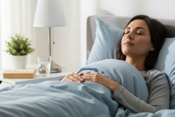 Woman sleeping peacefully in her bed