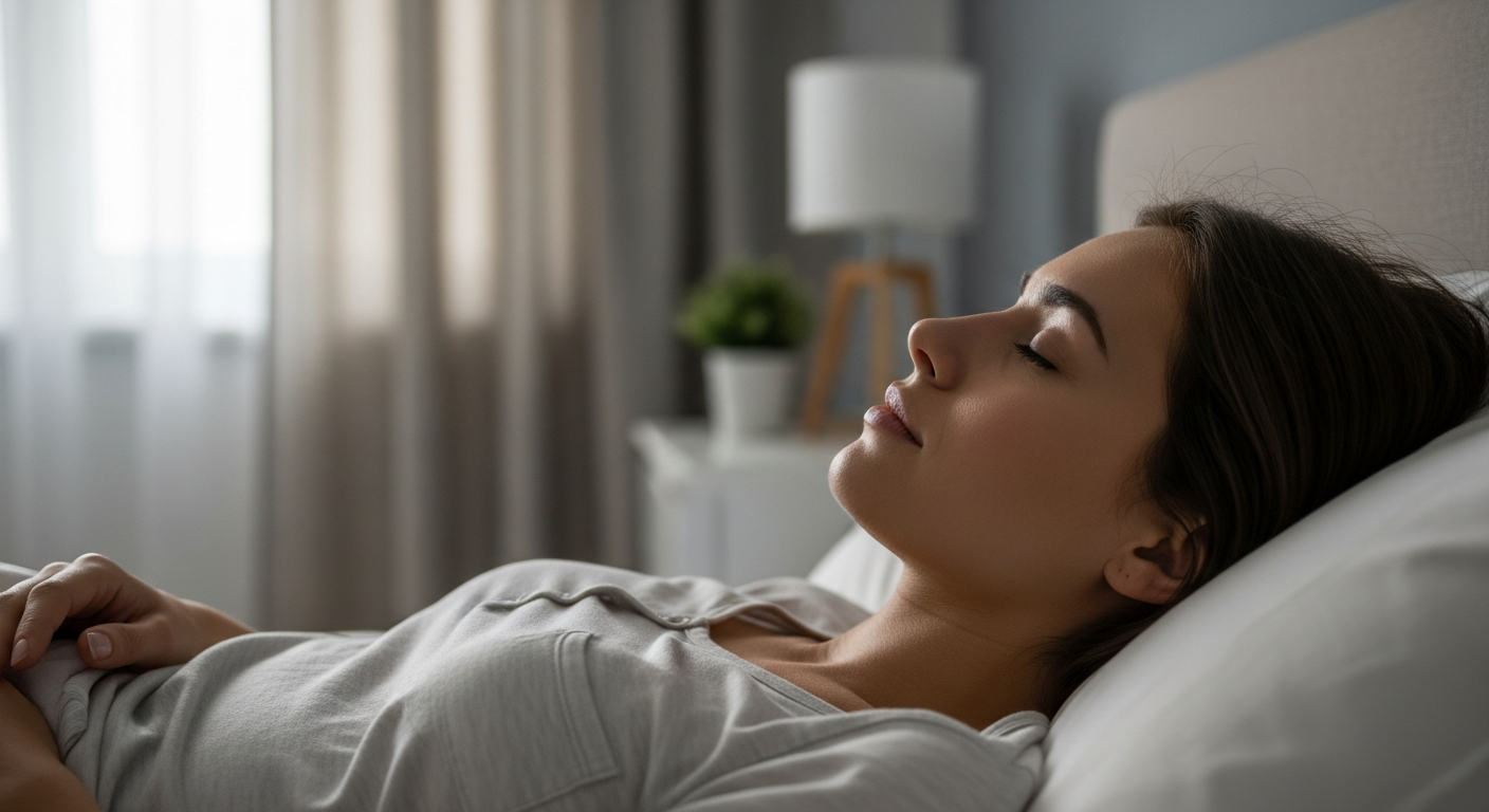Woman sleeping peacefully in her bed